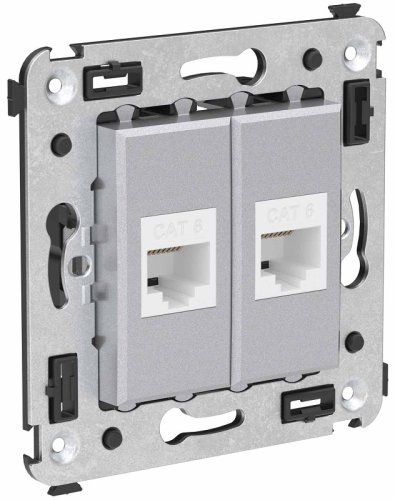 Розетка компьютерная без рамки DKC Avanti 2-м. RJ45+RJ45 6е закаленная сталь картинка